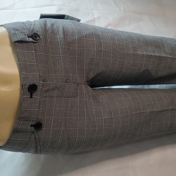New Jones New York Plaid stretch pants Back White Size 8 - Picture 3 of 7
